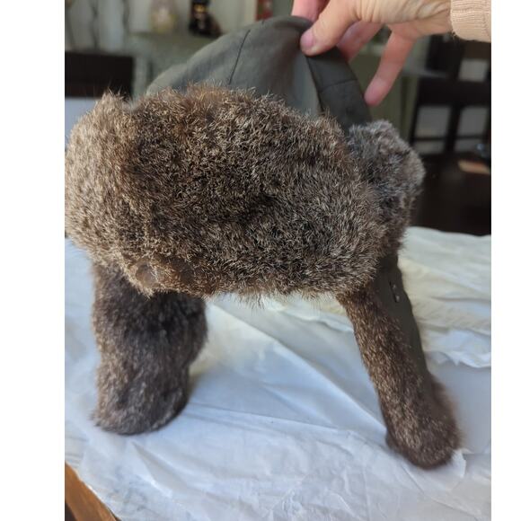 Fur Hat PAUL LEINBURD by CROWNCAP Brown & Tan Multi REAL fur aviator trapper hat main image 12